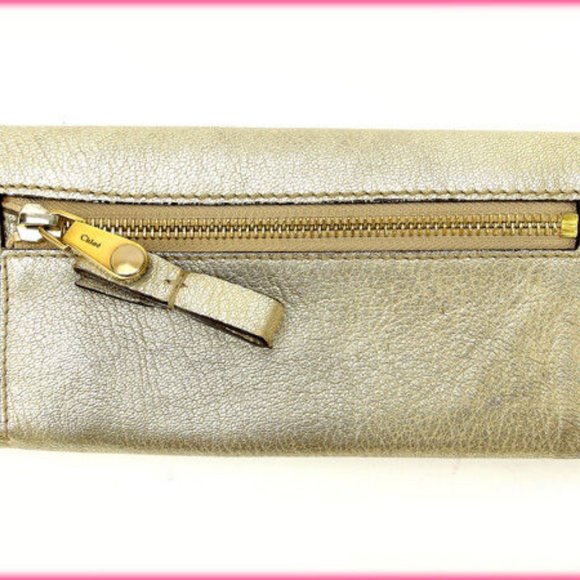 AUTH Chloe Purse Long Wallet Gold Woman - Picture 5 of 5